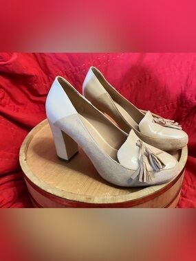 Lehoor Chunky Block High Heel Fringe Pumps Size 7.5